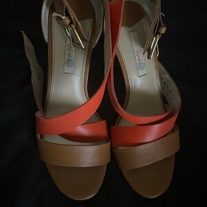 Brown and Orange Women's Sandals